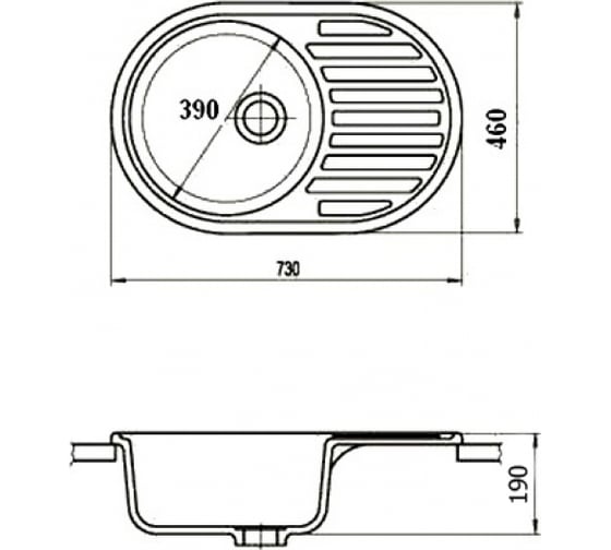 Мойка GRANFEST RONDO GF-R 730L мрамор, чаша с крылом, 730х460 мм, черный  R-730 L