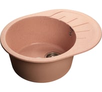 Мойка GRANFEST RONDO GF-R-580 L мрамор, чаша с крылом, 579х445 мм, розовый R-580 L