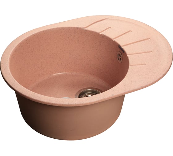 Мойка GRANFEST RONDO GF-R-580 L мрамор, чаша с крылом, 579х445 мм, розовый R-580 L
