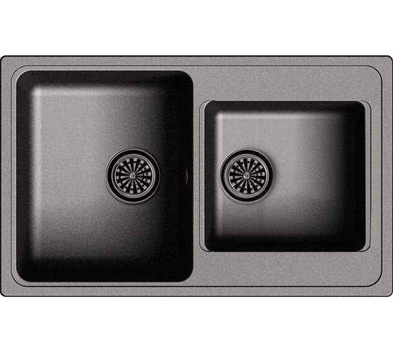 Мойка EWIGSTEIN Elegant 80D кварц, 2-чаши, 780х480 мм, черный E- 80D черный