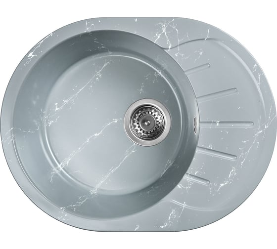 Мойка для кухни из искусственного камня WISENT мрамор серо-белый (беларусь) 570x440x220 WA03-17/WGER013 1