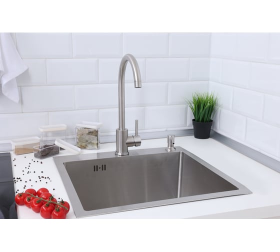 Мойка из нержавеющей стали Alcora Vienna 50х45 см., цвет satin. В комплекте сифон и диспенсер 3045028S +3046513S
