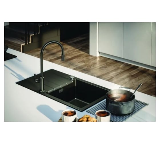 Мойка ALVEUS GRANITAL CADIT 10 CARBON-G91 590х500, 1X в комплекте с сифоном 1132823 1132021