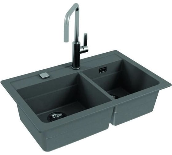Мойка ALVEUS GRANITAL ATROX 50 CONCRETE - G81 в комплекте с сифоном 1132822 1132001