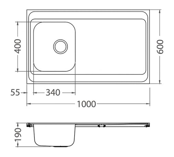 Мойка ALVEUS CLASSIC PRO 70 SAT-90 1000x600 1x L/ I в комплекте с сифоном 1130551 1130471