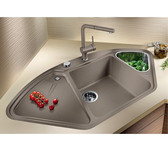 Мойка BLANCO DELTA F SILGRANIT кофе, с клапаном автоматом 523675
