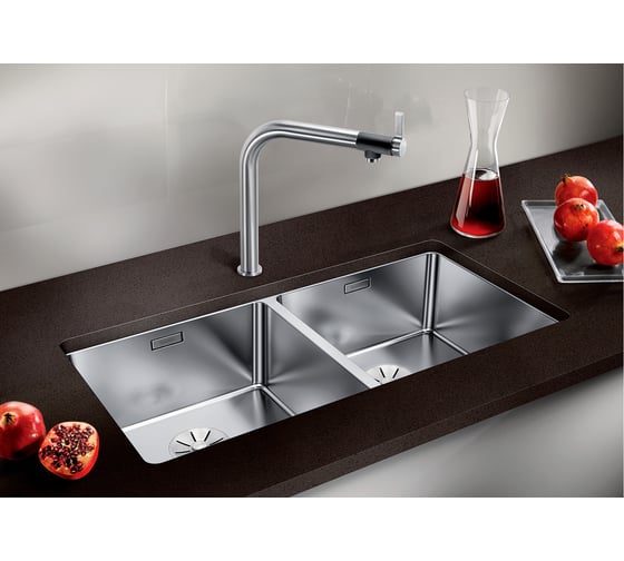 Мойка BLANCO ANDANO 400 400 U нержавеющая сталь, зеркальная полировка, c отводной арматурой InFino 522987