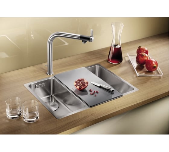 Мойка BLANCO ANDANO 340 180 IF нержавеющая сталь, зеркальная полировка c отводом арматуры InFino, левая 522975