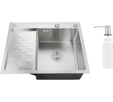Набор 2 в 1 РМС кухонная мойка с левым крылом + дозатор MRK-6350R