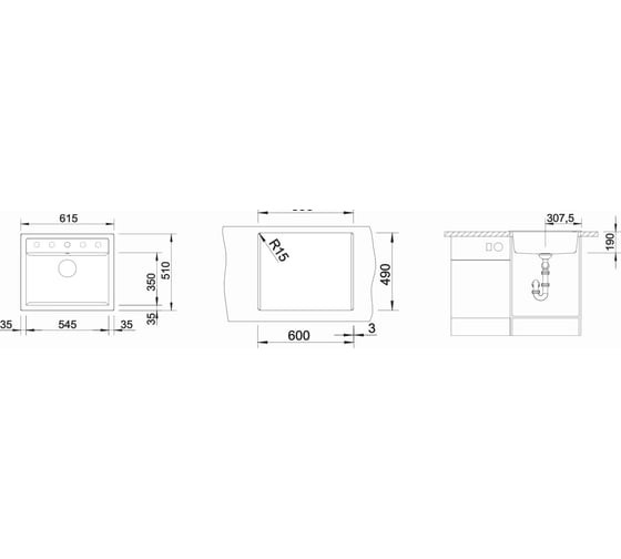 Мойка BLANCO DALAGO 6 SILGRANIT антрацит, с клапаном автоматом 514197