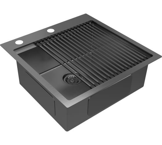 Мойка нерж. сталь Paulmark KRONER-PRO + ролл-мат PRO в цвет мойки PM705151-GM+R405-GM