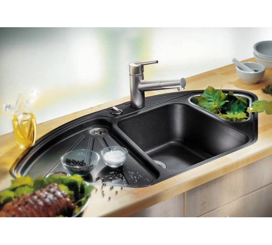 Мойка BLANCO DELTA II SILGRANIT антрацит с клапаном автоматом 523656