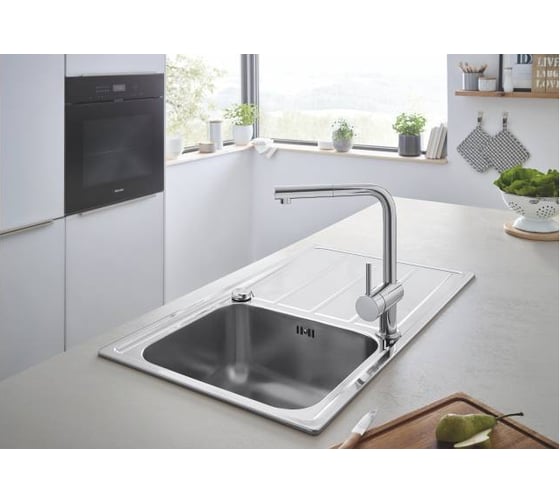 Мойка из нержавеющей стали Grohe K500 45 -S 86/50 1.0 с корзинчатым вентилем, оборачиваемая 31571SD0