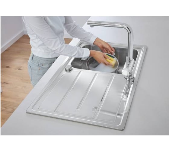 Мойка из нержавеющей стали Grohe K500 45 -S 86/50 1.0 с корзинчатым вентилем, оборачиваемая 31571SD0