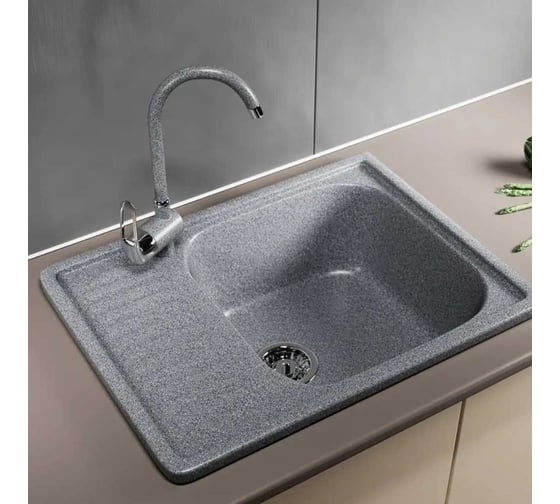 Кухонная мойка Grantop Revue c крылом, 640x490 мм, графит GT1464GT