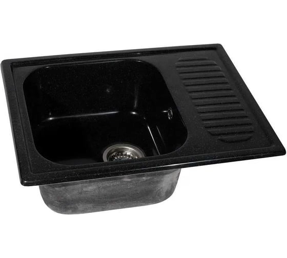 Кухонная мойка Grantop Revue c крылом, 640x490 мм, черный GT1464BL