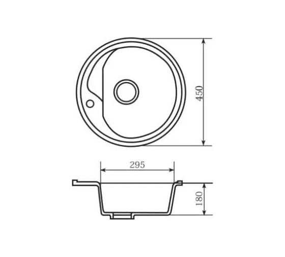 Кухонная мойка Grantop Ronda круглая, 450x180 мм, серый песок GT1145SG