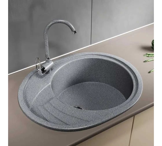 Кухонная мойка Grantop Elipse овальная, 570x465 мм, графит GT1250GT