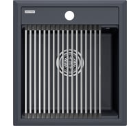 Мойка Paulmark STEPIA 45, IT-GRANIT + ролл-мат STEP брашированная нержавеющая сталь PM114651-AN+R375-BS