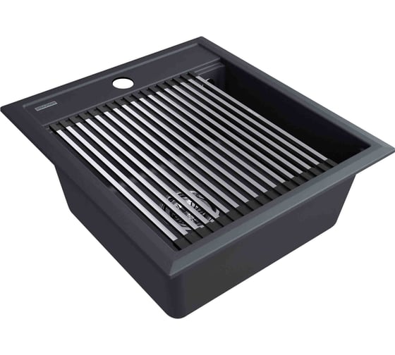 Мойка Paulmark STEPIA 45, IT-GRANIT + ролл-мат STEP брашированная нержавеющая сталь PM114651-AN+R375-BS