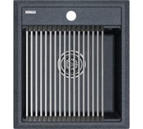 Мойка Paulmark STEPIA 45, IT-GRANIT + ролл-мат STEP брашированная нержавеющая сталь PM114651-DG+R375-BS