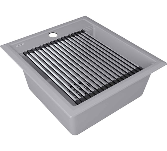 Мойка Paulmark STEPIA 45, IT-GRANIT + ролл-мат STEP брашированная нержавеющая сталь PM114651-GRS+R375-BS