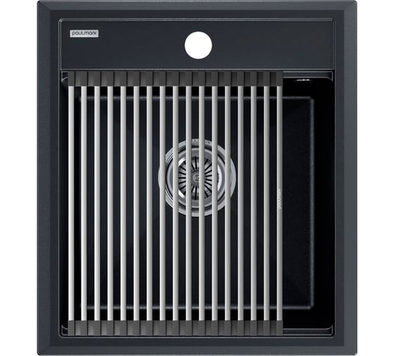Мойка Paulmark STEPIA 45, IT-GRANIT + ролл-мат STEP брашированная нержавеющая сталь PM114651-BLM+R375-BS