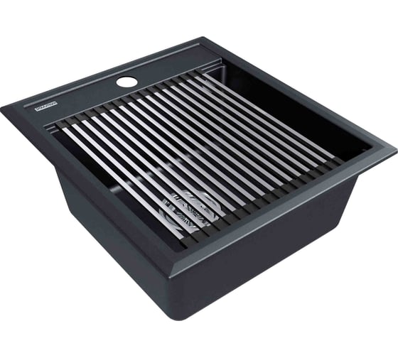 Мойка Paulmark STEPIA 45, IT-GRANIT + ролл-мат STEP брашированная нержавеющая сталь PM114651-BLM+R375-BS