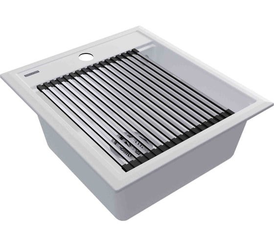 Мойка Paulmark STEPIA 45, IT-GRANIT + ролл-мат STEP брашированная нержавеющая сталь PM114651-WH+R375-BS