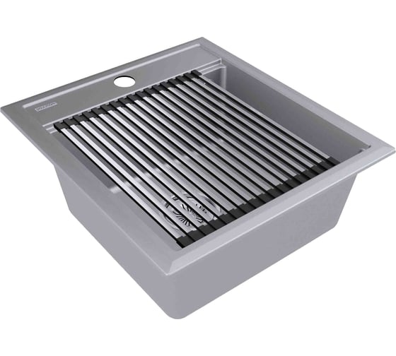 Мойка Paulmark STEPIA 45, IT-GRANIT + ролл-мат STEP брашированная нержавеющая сталь PM114651-GRM+R375-BS