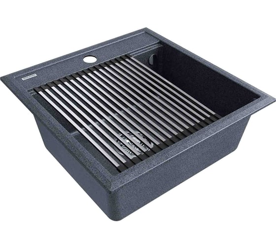 Мойка Paulmark STEPIA 50, IT-GRANIT + ролл-мат STEP брашированная нержавеющая сталь PM115051-DG+R375-BS
