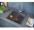 Мойка Paulmark STEPIA 50, IT-GRANIT + ролл-мат STEP брашированная нержавеющая сталь PM115051-DG+R375-BS 3