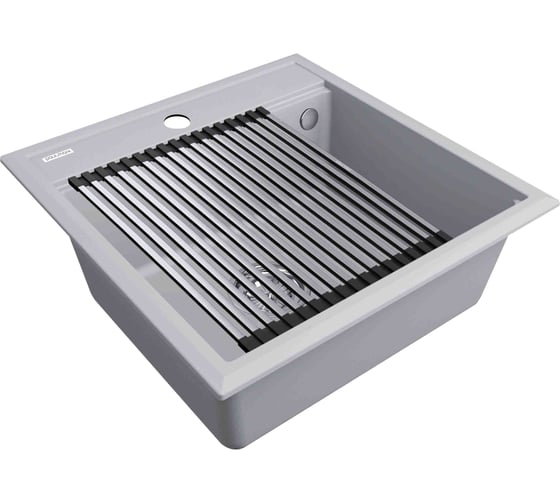 Мойка Paulmark STEPIA 50, IT-GRANIT + ролл-мат STEP брашированная нержавеющая сталь PM115051-GRS+R375-BS