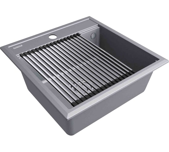 Мойка Paulmark STEPIA 50, IT-GRANIT + ролл-мат STEP брашированная нержавеющая сталь PM115051-GRM+R375-BS