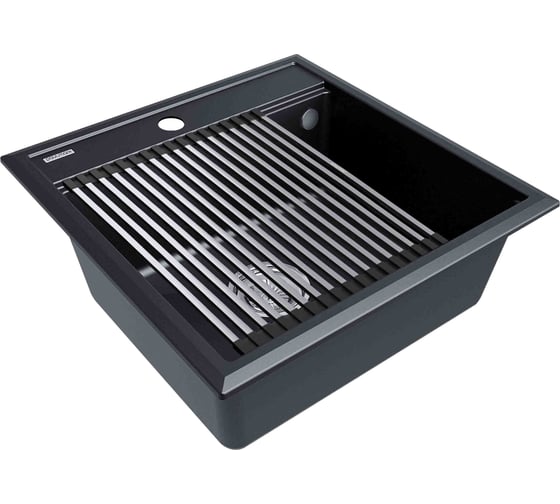 Мойка Paulmark STEPIA 50, IT-GRANIT + ролл-мат STEP брашированная нержавеющая сталь PM115051-BLM+R375-BS