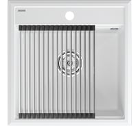 Мойка Paulmark STEPIA 50, IT-GRANIT + ролл-мат STEP брашированная нержавеющая сталь PM115051-WH+R375-BS