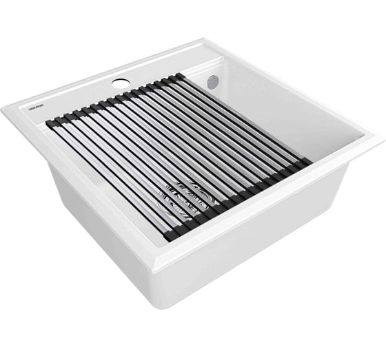 Мойка Paulmark STEPIA 50, IT-GRANIT + ролл-мат STEP брашированная нержавеющая сталь PM115051-WH+R375-BS