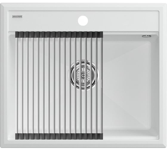 Мойка Paulmark STEPIA 60, IT-GRANIT + ролл-мат STEP брашированная нержавеющая сталь PM115951-WH+R375-BS
