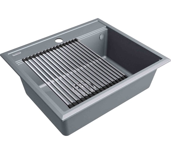 Мойка Paulmark STEPIA 60, IT-GRANIT + ролл-мат STEP брашированная нержавеющая сталь PM115951-GRM+R375-BS