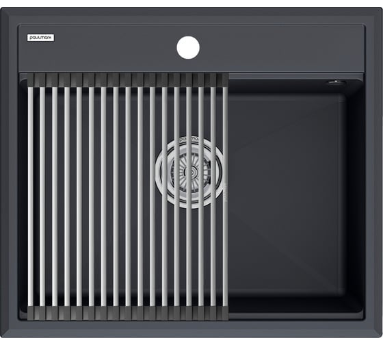 Мойка Paulmark STEPIA 60, IT-GRANIT + ролл-мат STEP брашированная нержавеющая сталь PM115951-AN+R375-BS