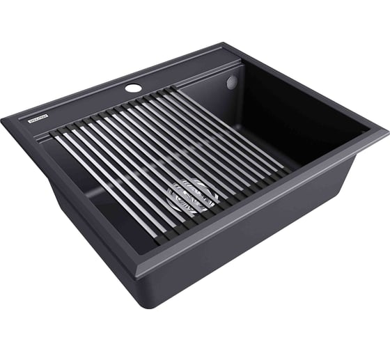 Мойка Paulmark STEPIA 60, IT-GRANIT + ролл-мат STEP брашированная нержавеющая сталь PM115951-AN+R375-BS