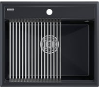 Мойка Paulmark STEPIA 60, IT-GRANIT + ролл-мат STEP брашированная нержавеющая сталь PM115951-BLM+R375-BS