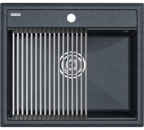 Мойка Paulmark STEPIA 60, IT-GRANIT + ролл-мат STEP брашированная нержавеющая сталь PM115951-DG+R375-BS