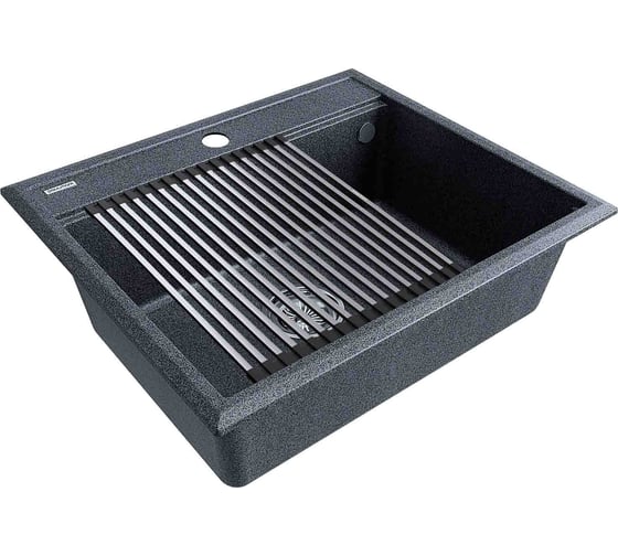 Мойка Paulmark STEPIA 60, IT-GRANIT + ролл-мат STEP брашированная нержавеющая сталь PM115951-DG+R375-BS