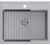 Мойка Paulmark STEPIA 60, IT-GRANIT + ролл-мат STEP брашированная нержавеющая сталь PM115951-GRS+R375-BS