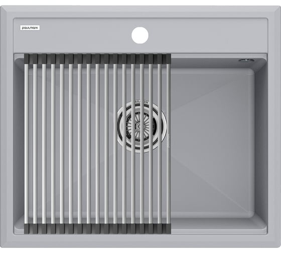 Мойка Paulmark STEPIA 60, IT-GRANIT + ролл-мат STEP брашированная нержавеющая сталь PM115951-GRS+R375-BS 1