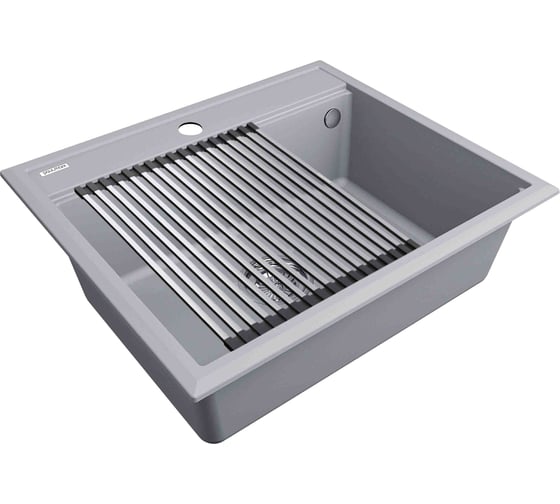 Мойка Paulmark STEPIA 60, IT-GRANIT + ролл-мат STEP брашированная нержавеющая сталь PM115951-GRS+R375-BS
