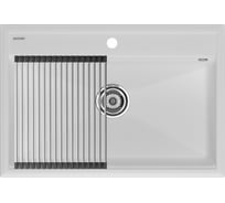 Мойка Paulmark STEPIA 80, IT-GRANIT + ролл-мат STEP брашированная нержавеющая сталь PM117551-WH+R375-BS