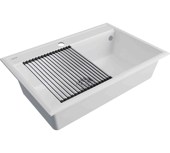 Мойка Paulmark STEPIA 80, IT-GRANIT + ролл-мат STEP брашированная нержавеющая сталь PM117551-WH+R375-BS