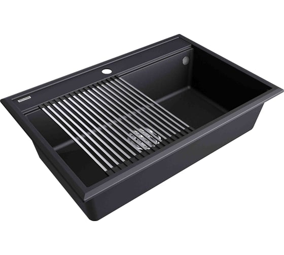 Мойка Paulmark STEPIA 80, IT-GRANIT + ролл-мат STEP брашированная нержавеющая сталь PM117551-AN+R375-BS